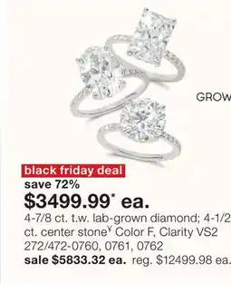 JC Penney 4-7/8 ct. t.w. lab-grown diamond 4-1/2 ct. center stone¥ offer