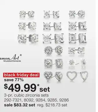 JC Penney 3-pr. cubic zirconia sets offer