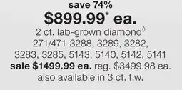 JC Penney 2 ct. lab-grown diamond◊ offer