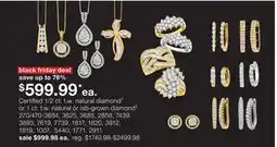 JC Penney Certified 1/2 ct. t.w. natural diamond◊ or 1 ct. t.w. natural or lab-grown diamond‡ offer