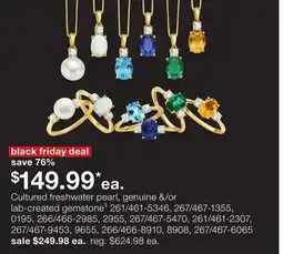 JC Penney Cultured freshwater pearl, genuine &/or lab-created gemstone offer
