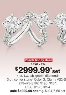 JC Penney 4 ct. t.w. lab-grown diamond 3 ct. center stone◊ Color G, Clarity VS2-SI1 offer