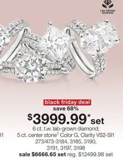 JC Penney 6 ct. t.w. lab-grown diamond 5 ct. center stone◊ Color G, Clarity VS2-SI1 offer