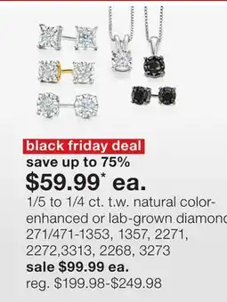 JC Penney 1/5 to 1/4 ct. t.w. natural color- enhanced or lab-grown diamond§ offer