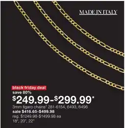 JC Penney 3mm figaro chains‡ offer