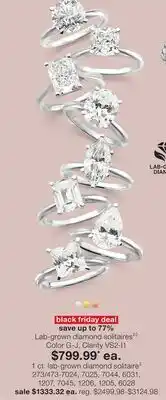 JC Penney 1 ct. lab-grown diamond solitaire‡ offer