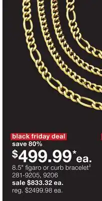 JC Penney 8.5 figaro or curb bracelet‡ offer