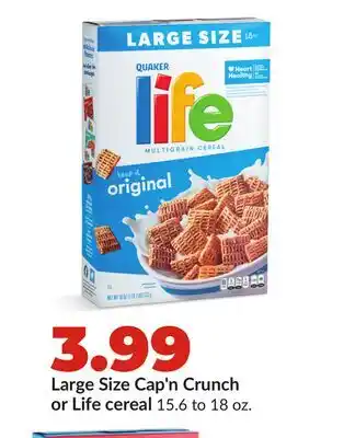Hy-Vee Large Size Cap'n Crunch or Life cereal offer