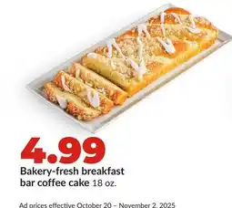 Hy-Vee Bakery-fresh breakfast bar coffee cake offer
