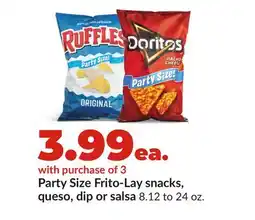 Hy-Vee Party Size Frito-Lay snacks, queso, dip or salsa offer