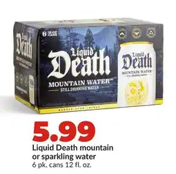 Hy-Vee Liquid Death mountain or sparkling water offer