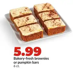Hy-Vee Bakery-fresh brownies or pumpkin bars offer