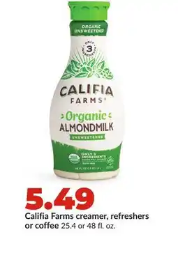 Hy-Vee Califia Farms creamer, refreshers or coffee offer