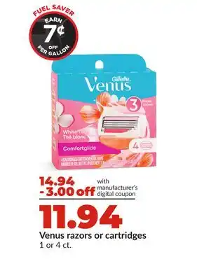 Hy-Vee Venus razors or cartridges offer