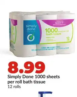 Hy-Vee Simply Done 1000 sheets per roll bath tissue offer