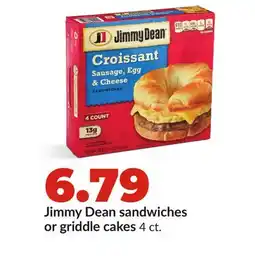 Hy-Vee Jimmy Dean sandwiches or griddle cakes offer