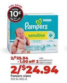 Hy-Vee Pampers wipes offer