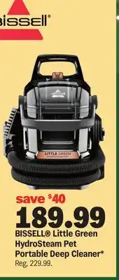 Meijer BISSELL Little Green HydroSteam Pet Portable Deep Cleaner offer