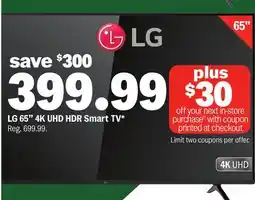 Meijer LG 65 4K UHD HDR Smart TV offer