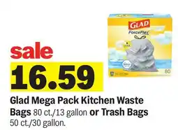 Meijer Glad Mega Pack Kitchen Waste Bags 80 ct./13 gallon or Trash Bags 50 ct./30 gallon offer