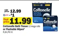 Meijer Cottonelle Bath Tissue 12 mega rolls or Flushable Wipes* 8 pk./42 ct offer