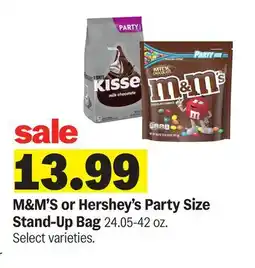 Meijer M&M'S or Hershey's Party Size Stand-Up Bag offer