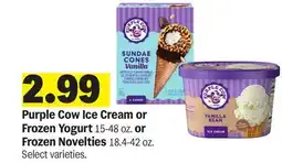Meijer Purple Cow Ice Cream or Frozen Yogurt 15-48 oz. or Frozen Novelties 18.4-42 oz offer