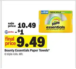 Meijer Bounty Essentials Paper Towels offer