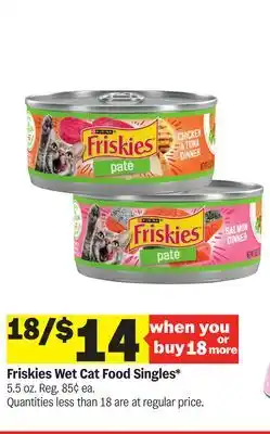 Meijer Friskies Wet Cat Food Singles offer