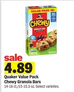 Meijer Quaker Value Pack Chewy Granola Bars offer