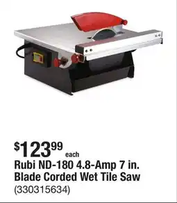 The Home Depot Rubi ND-180 4.8-Amp 7 in. Blade Corded Wet Tile Saw offer