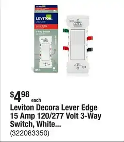 The Home Depot Leviton Decora Lever Edge 15 Amp 120/277 Volt 3-Way Switch, White (1-Pack) E5603-SW offer