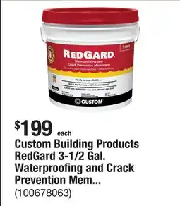 The Home Depot Custom Building Products RedGard 3-1/2 Gal. Waterproofing and Crack Prevention Membrane offer
