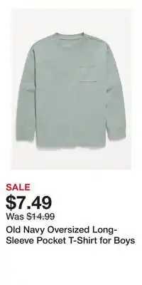 Old Navy Old Navy Oversized Long-Sleeve Pocket T-Shirt for Boys offer
