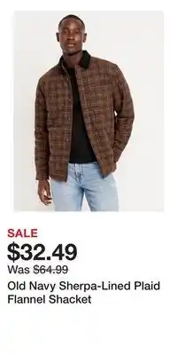 Old Navy Old Navy Sherpa-Lined Plaid Flannel Shacket offer