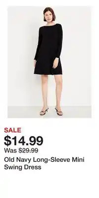 Old Navy Old Navy Long-Sleeve Mini Swing Dress offer