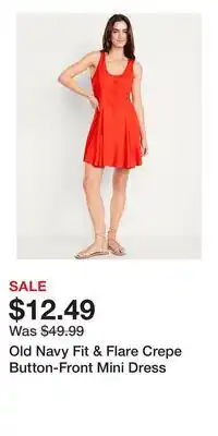 Old Navy Old Navy Fit & Flare Crepe Button-Front Mini Dress offer