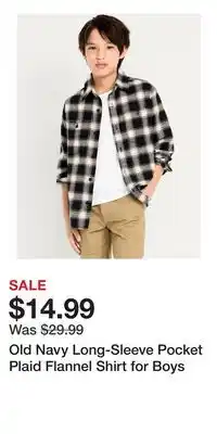 Old Navy Old Navy Long-Sleeve Pocket Plaid Flannel Shirt for Boys offer
