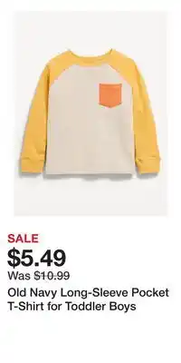 Old Navy Old Navy Long-Sleeve Pocket T-Shirt for Toddler Boys offer