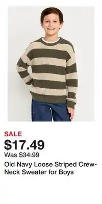 Old Navy Old Navy Loose Striped Crew-Neck Sweater for Boys offer