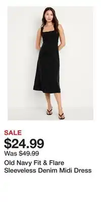 Old Navy Old Navy Fit & Flare Sleeveless Denim Midi Dress offer
