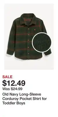 Old Navy Old Navy Long-Sleeve Corduroy Pocket Shirt for Toddler Boys offer
