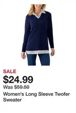 Belk Women's Long Sleeve Twofer Sweater offer