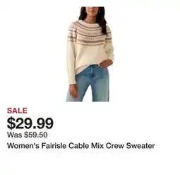 Belk Women's Fairisle Cable Mix Crew Sweater offer