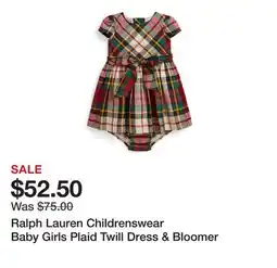 Belk Ralph Lauren Childrenswear Baby Girls Plaid Twill Dress & Bloomer offer