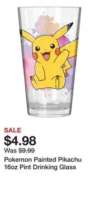 Game Stop Pokemon Painted Pikachu 16oz Pint Drinking Glass offer