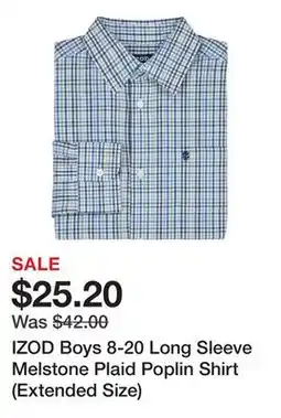 Belk IZOD Boys 8-20 Long Sleeve Melstone Plaid Poplin Shirt (Extended Size) offer