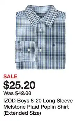 Belk IZOD Boys 8-20 Long Sleeve Melstone Plaid Poplin Shirt (Extended Size) offer