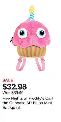 Game Stop Five Nights at Freddy's Carl the Cupcake 3D Plush Mini Backpack offer