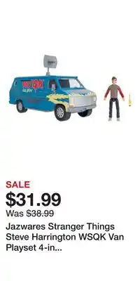 Game Stop Jazwares Stranger Things Steve Harrington WSQK Van Playset 4-in Action Figure offer